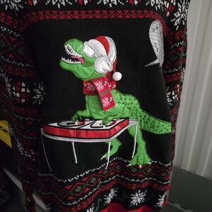New York Laundry Black and Red Kids Sweater with Dinosaur Design